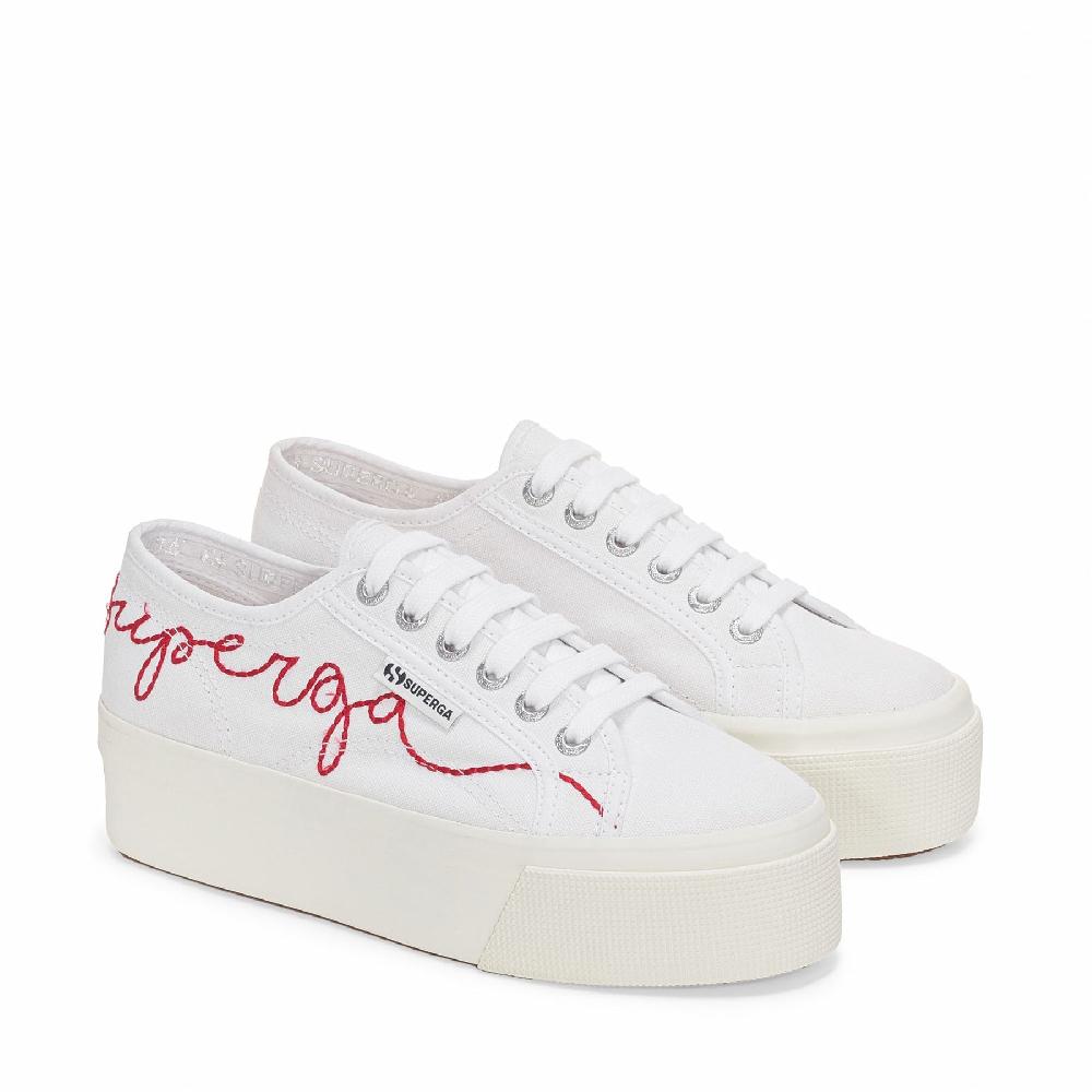 Superga 2790 RED EMBROIDERYWHITE-RED FLAME FAVORIO Shopping Online