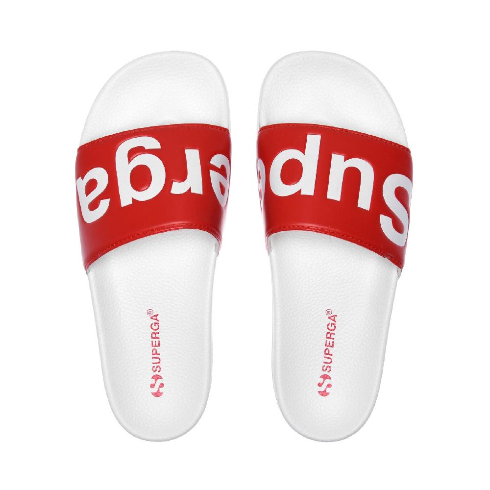 Superga 1908 SLIDES POLYSOFTWHITE-RED Spedizione Gratuita