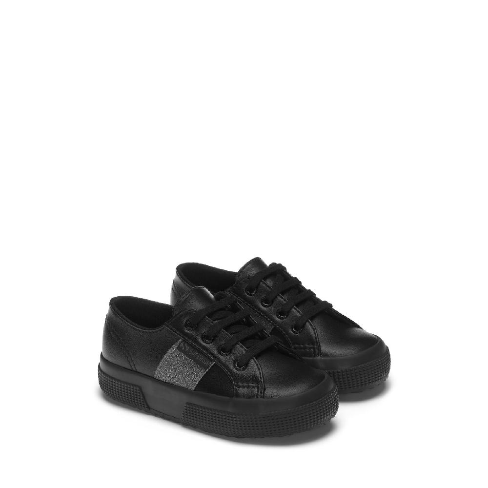 Superga 2750 KIDS SYNTHETIC MATERIAL GLITTERTOTAL BLACK Saldi