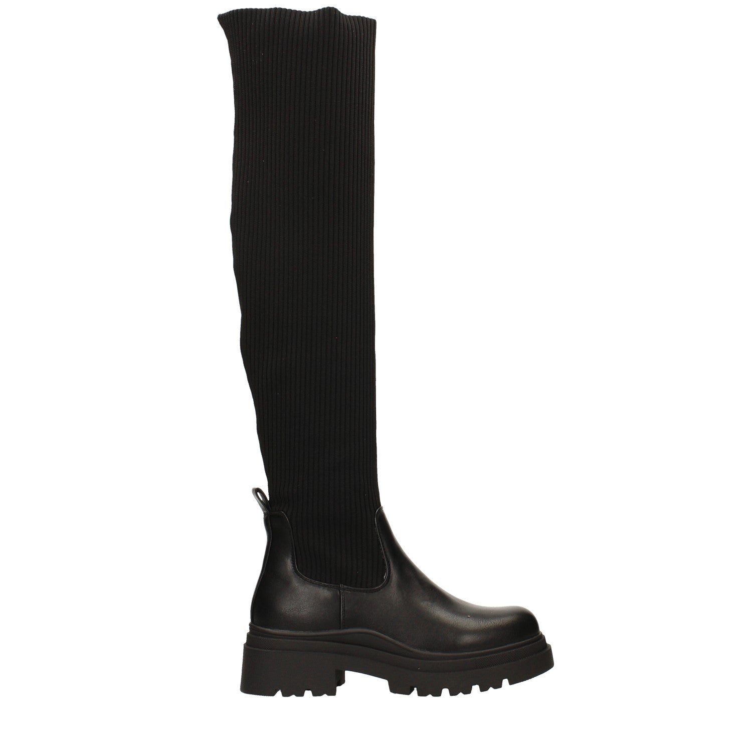 Tata Italia Stivali marroni con tomaia in tessuto elasticizzato. Tacco alto 5cm Outlet