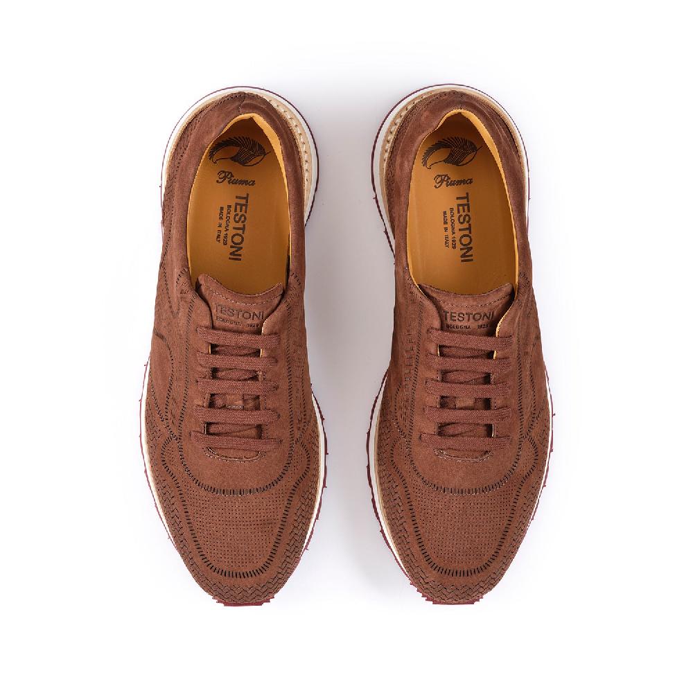 A.Testoni MOENA SNEAKER NUBUK CALF LASERATO SPINA In Saldo