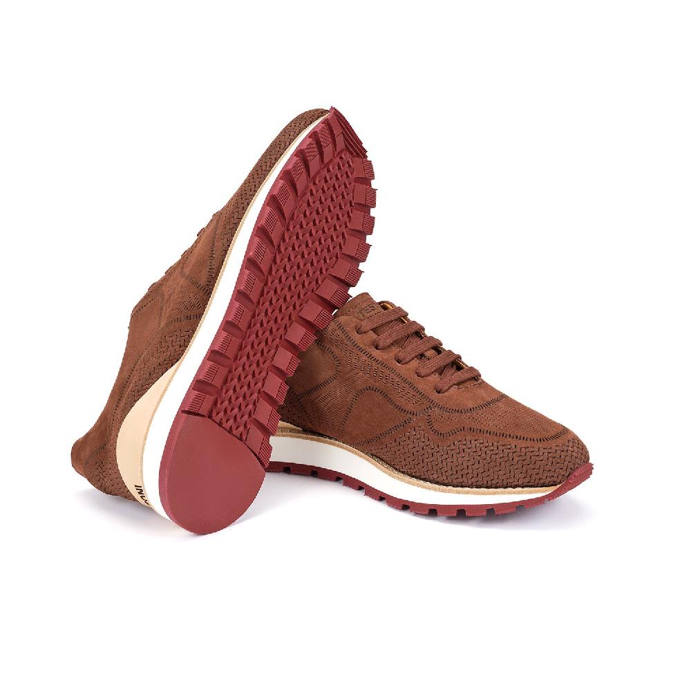 A.Testoni MOENA SNEAKER NUBUK CALF LASERATO SPINA In Saldo