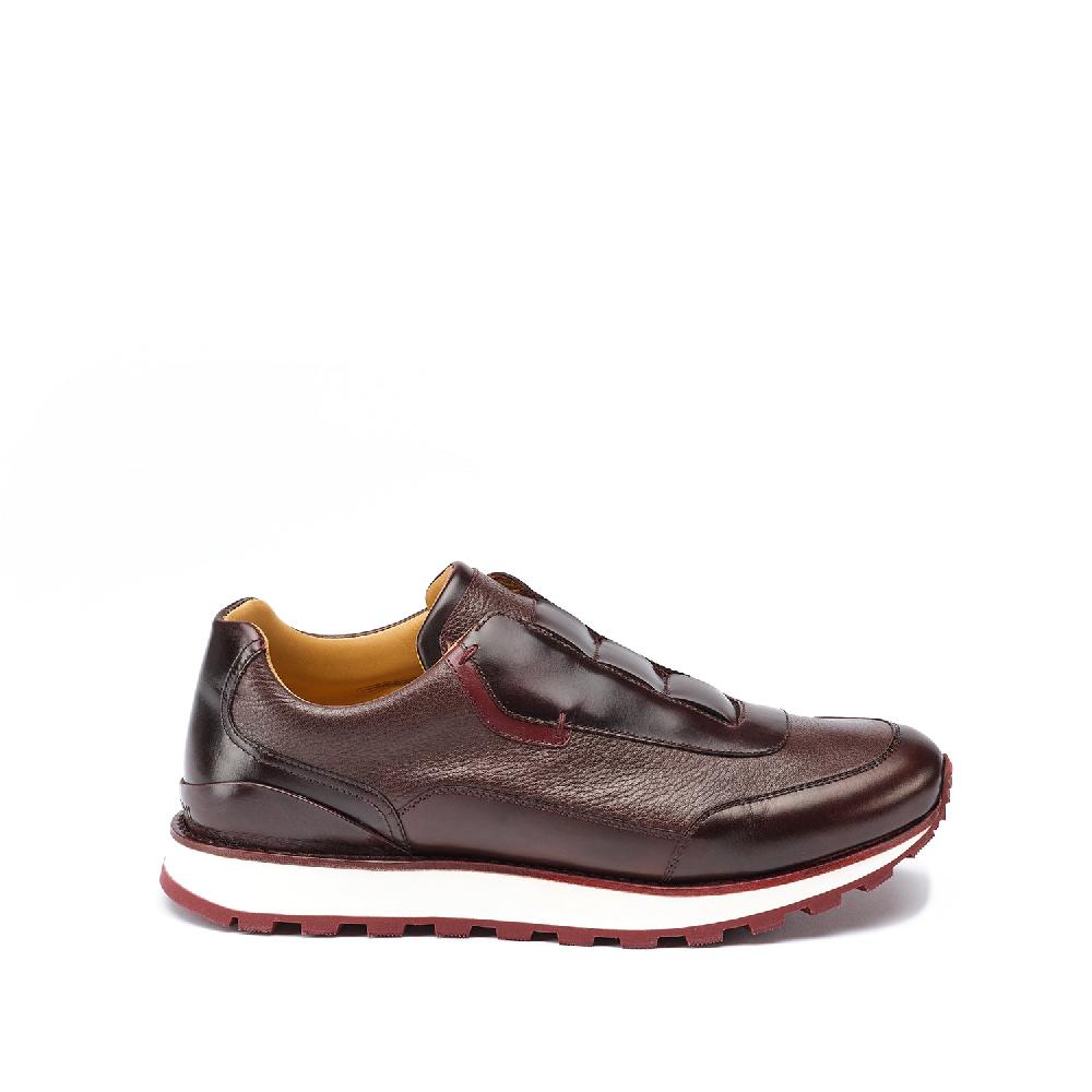 A.Testoni MOENA SNEAKER ROYAL CALF + GRAINED CALF ° Nuova