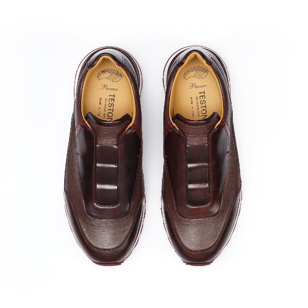 A.Testoni MOENA SNEAKER ROYAL CALF + GRAINED CALF ° Nuova