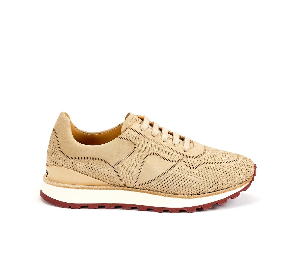 A.Testoni MOENA SNEAKER NUBUK CALF LASERATO SPINA Moda