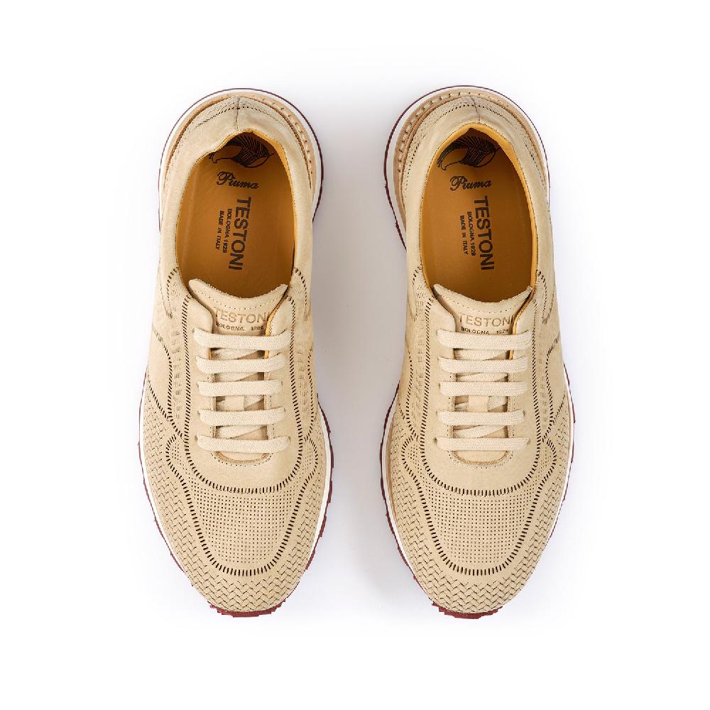 A.Testoni MOENA SNEAKER NUBUK CALF LASERATO SPINA Moda