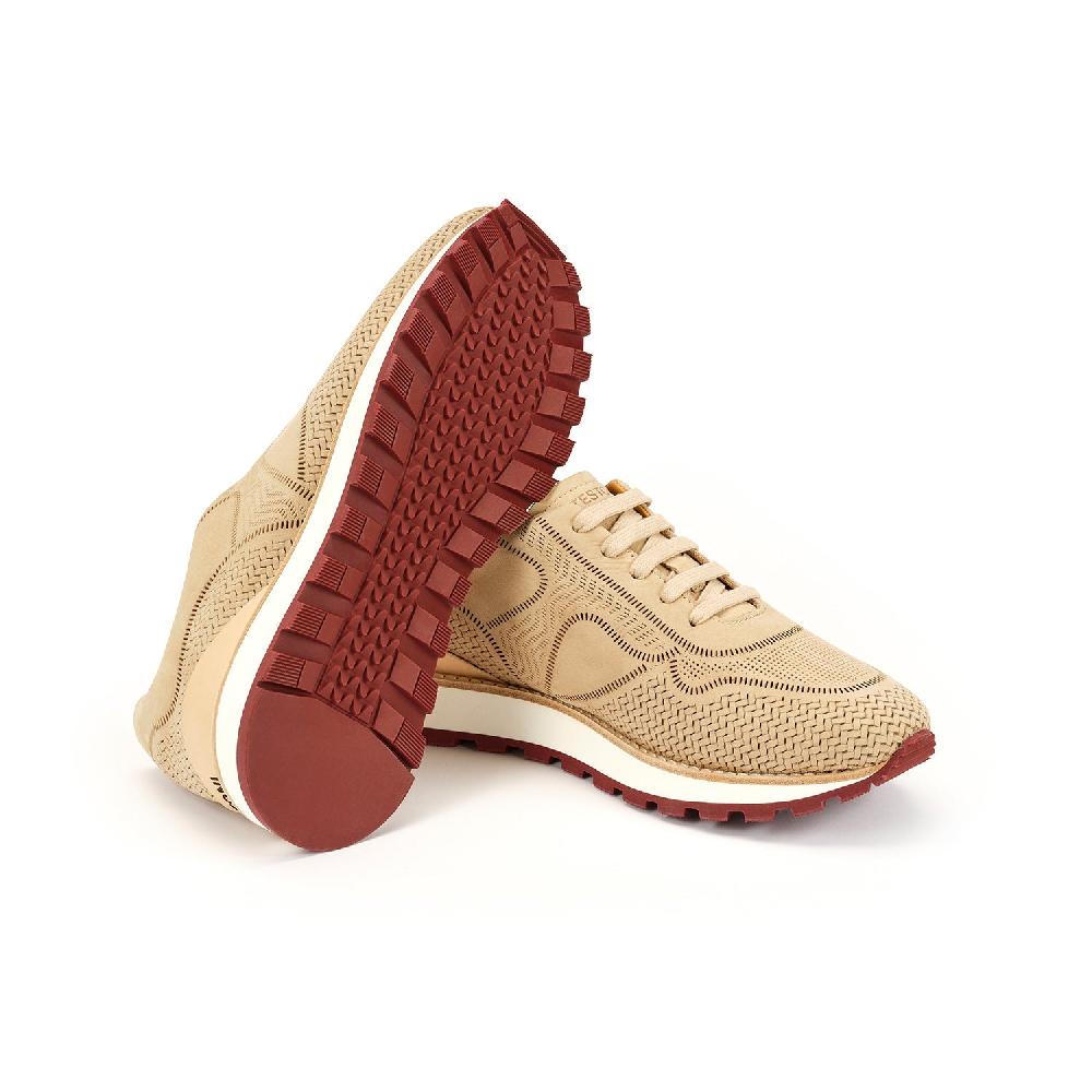A.Testoni MOENA SNEAKER NUBUK CALF LASERATO SPINA Moda