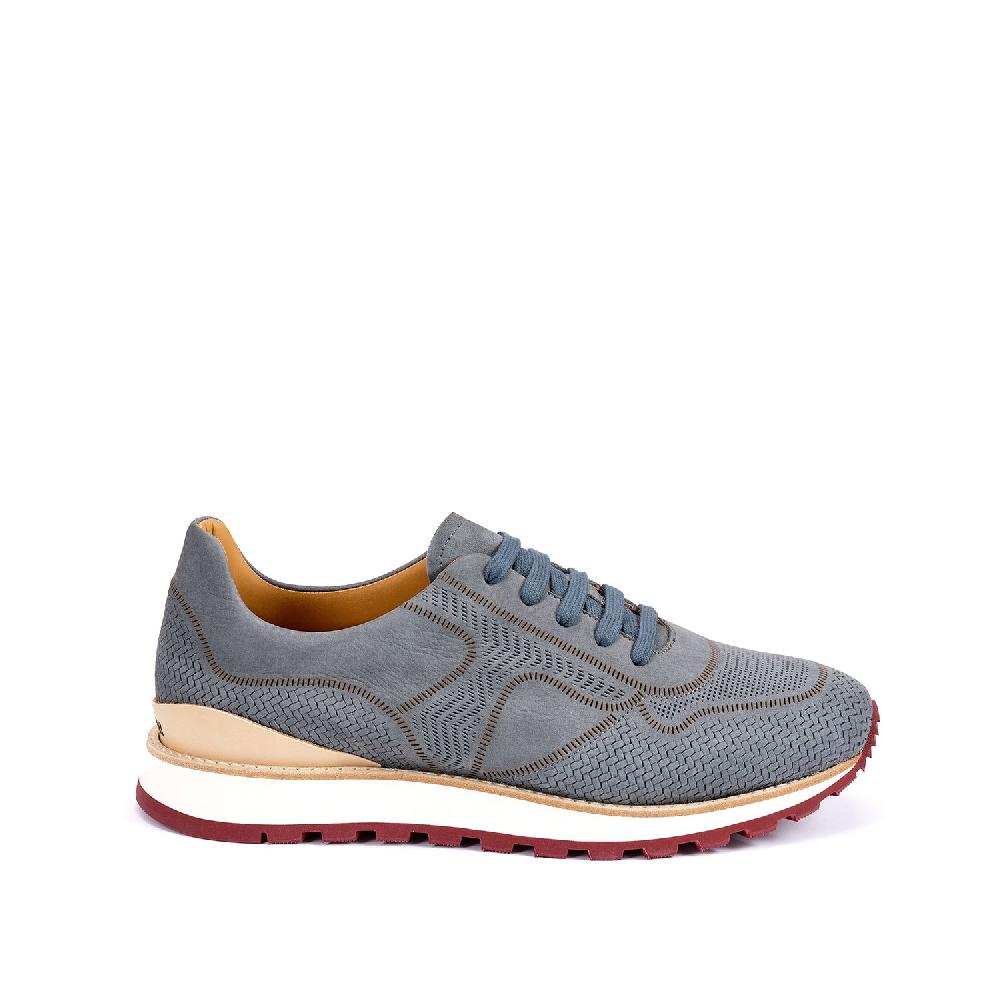 A.Testoni MOENA SNEAKER NUBUK CALF LASERATO SPINA Italia