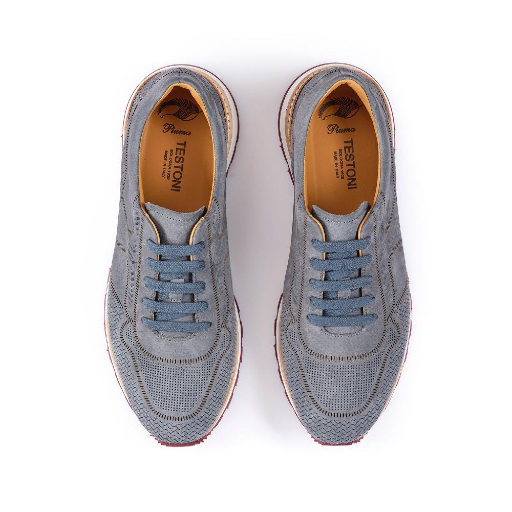 A.Testoni MOENA SNEAKER NUBUK CALF LASERATO SPINA Italia