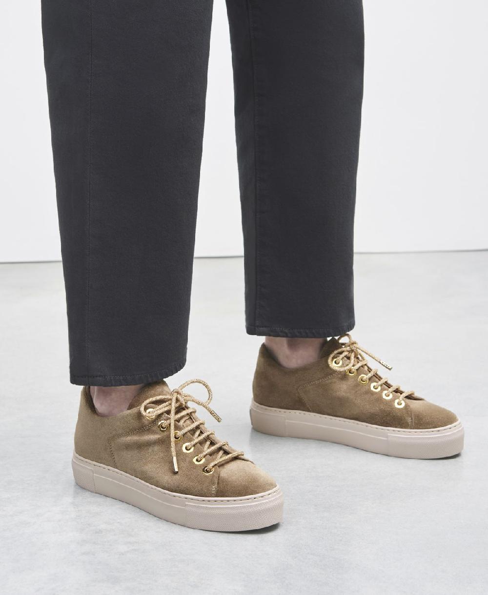 Agl Sneaker in velour Tortora Crystal Qualità Garantita