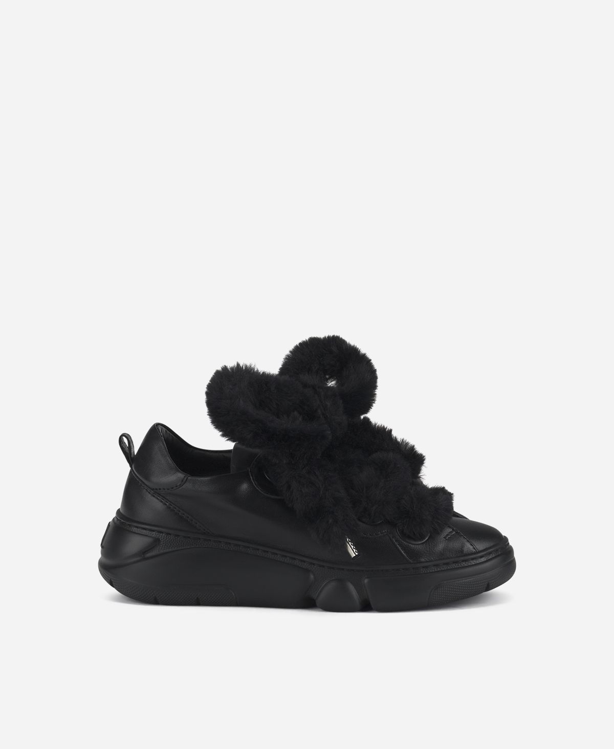 Agl Sneaker con lacci in pelliccia Nero Fur Bubble Offerta
