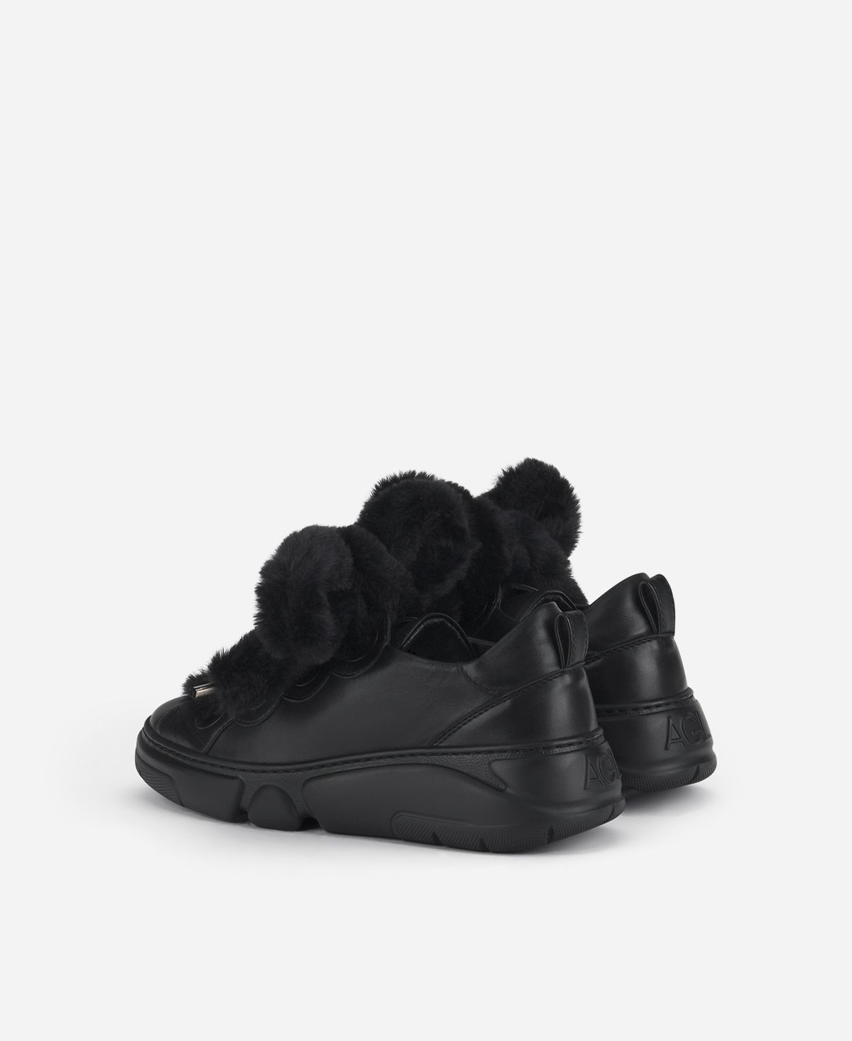 Agl Sneaker con lacci in pelliccia Nero Fur Bubble Offerta