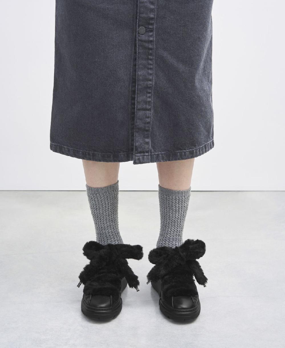 Agl Sneaker con lacci in pelliccia Nero Fur Bubble Offerta