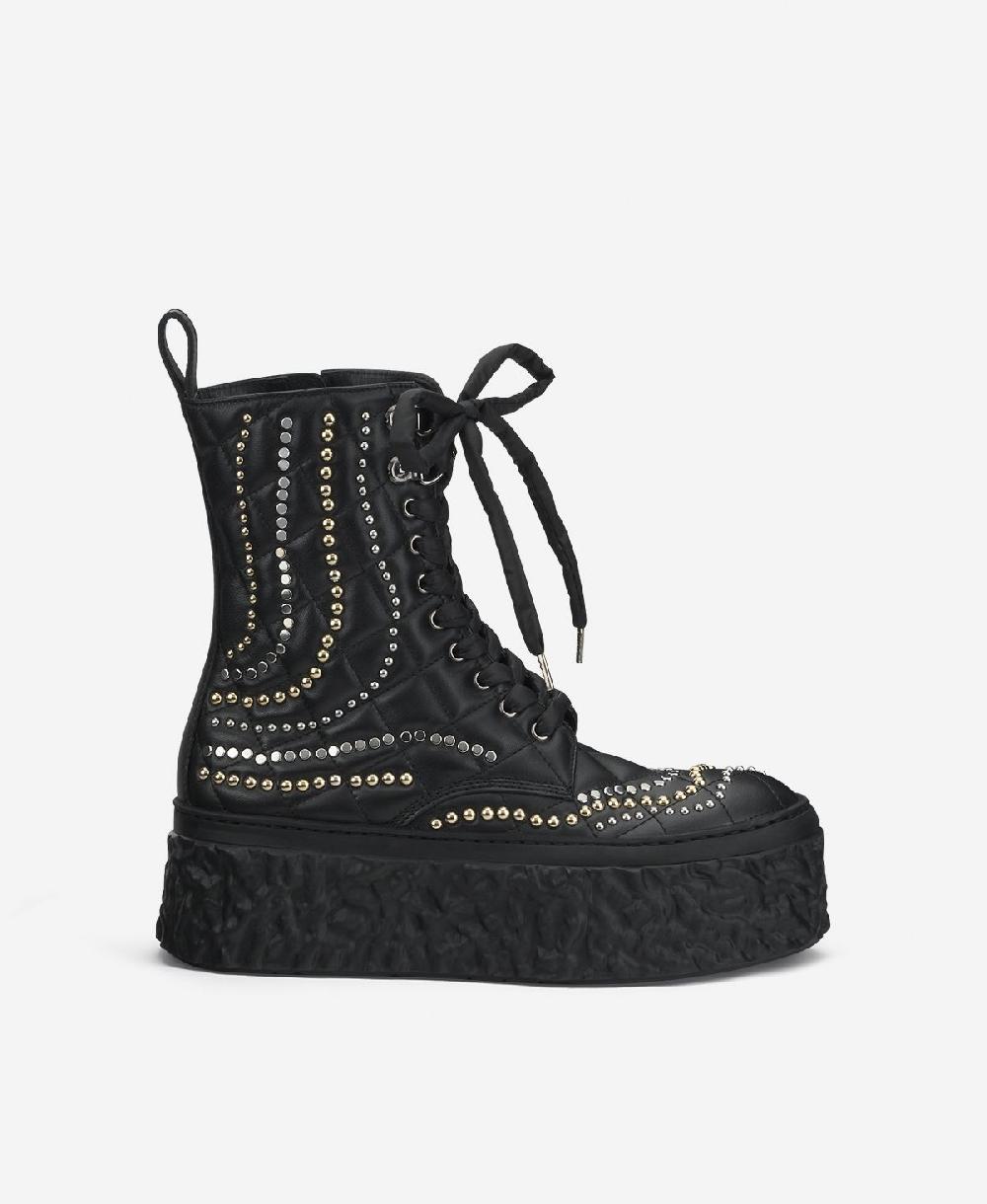 Agl Stivaletto con borchie Nero Magma High Flawed In Saldo