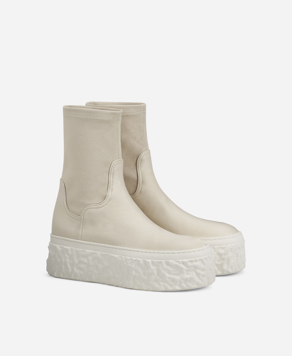 Agl Stivaletto stretch con platform Avorio Magma Stretch Italia