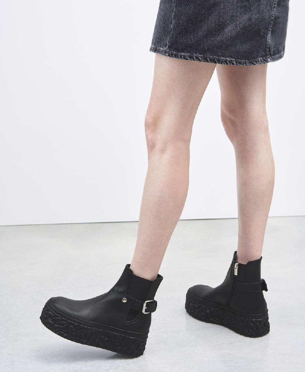 Agl Stivaletto in pelle con platform Nero Magma Biker In Linea