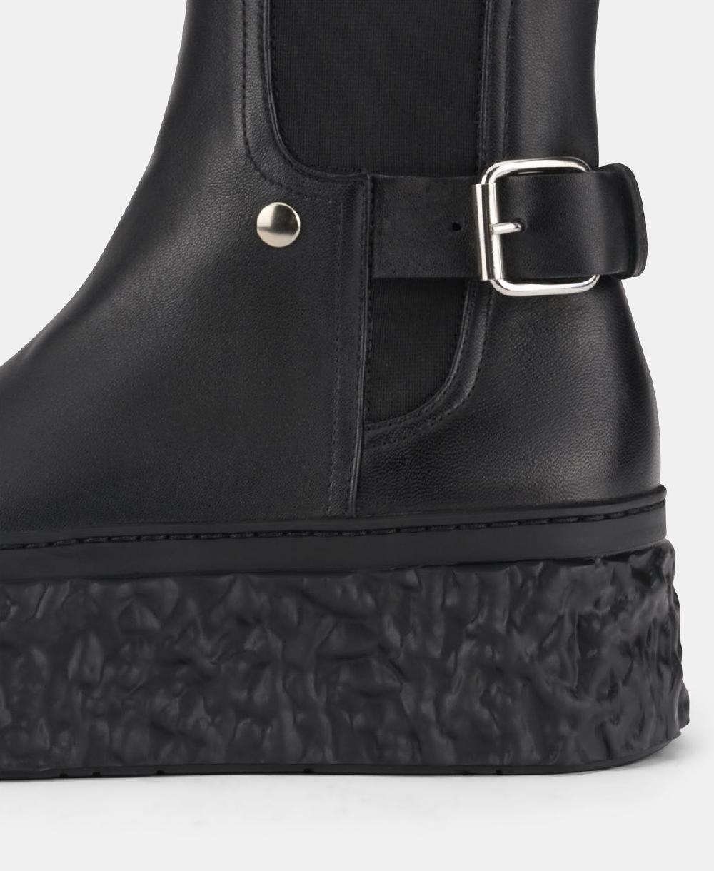 Agl Stivaletto in pelle con platform Nero Magma Biker In Linea