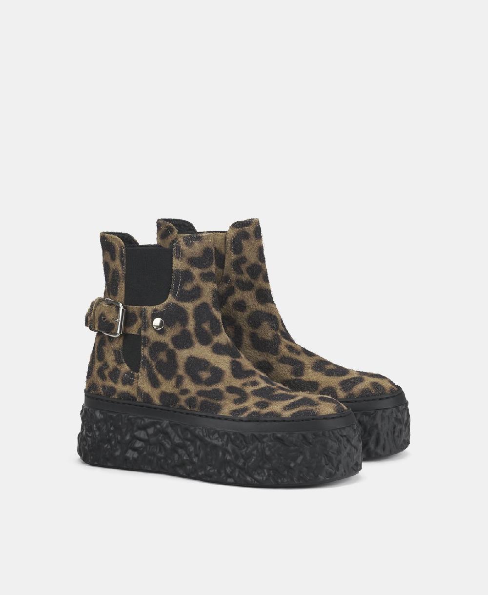 Agl Stivaletto animalier con platform Stampa leopard Magma Biker Nuovo