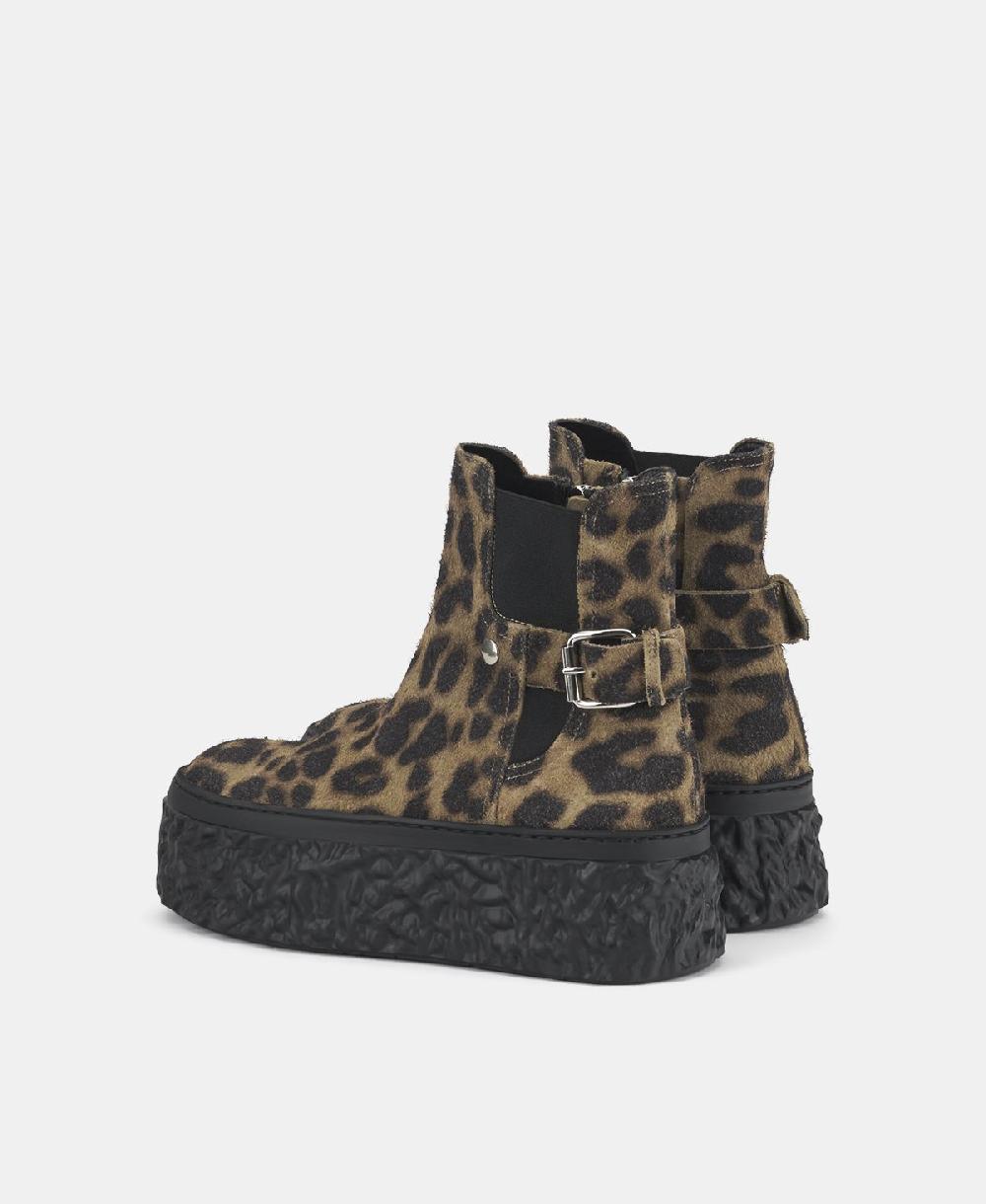 Agl Stivaletto animalier con platform Stampa leopard Magma Biker Nuovo