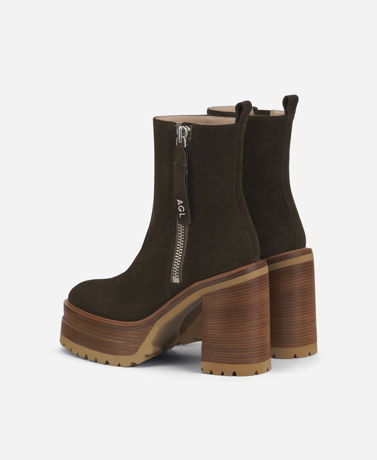 Agl Stivaletto con zip e plateau Brown Tora Economico