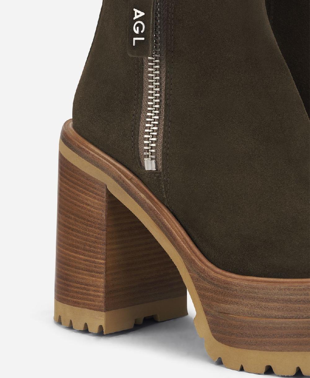 Agl Stivaletto con zip e plateau Brown Tora Economico