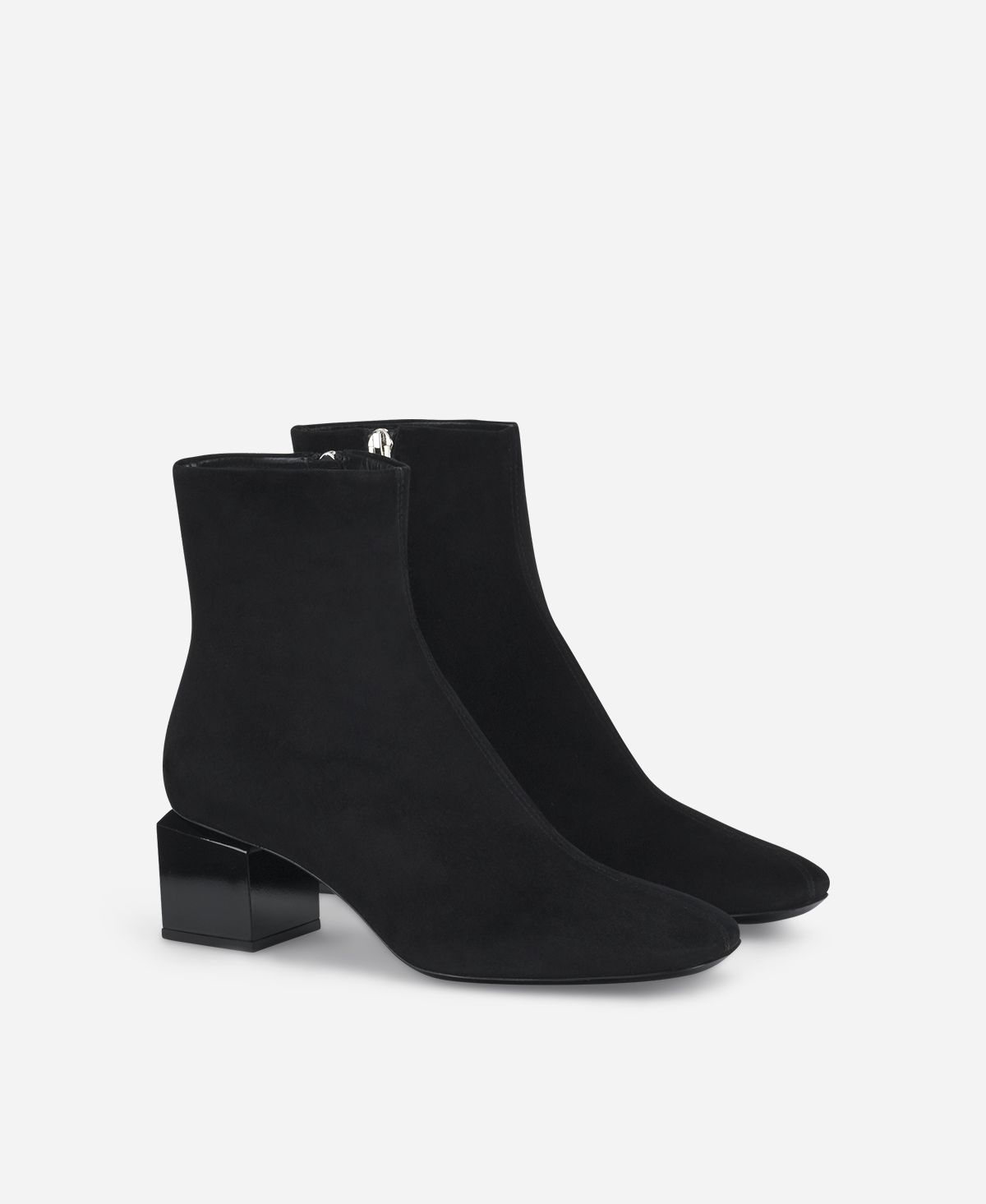 Agl Stivaletto in velour con tacco cubico Nero Angie Pure Spedizione Gratuita