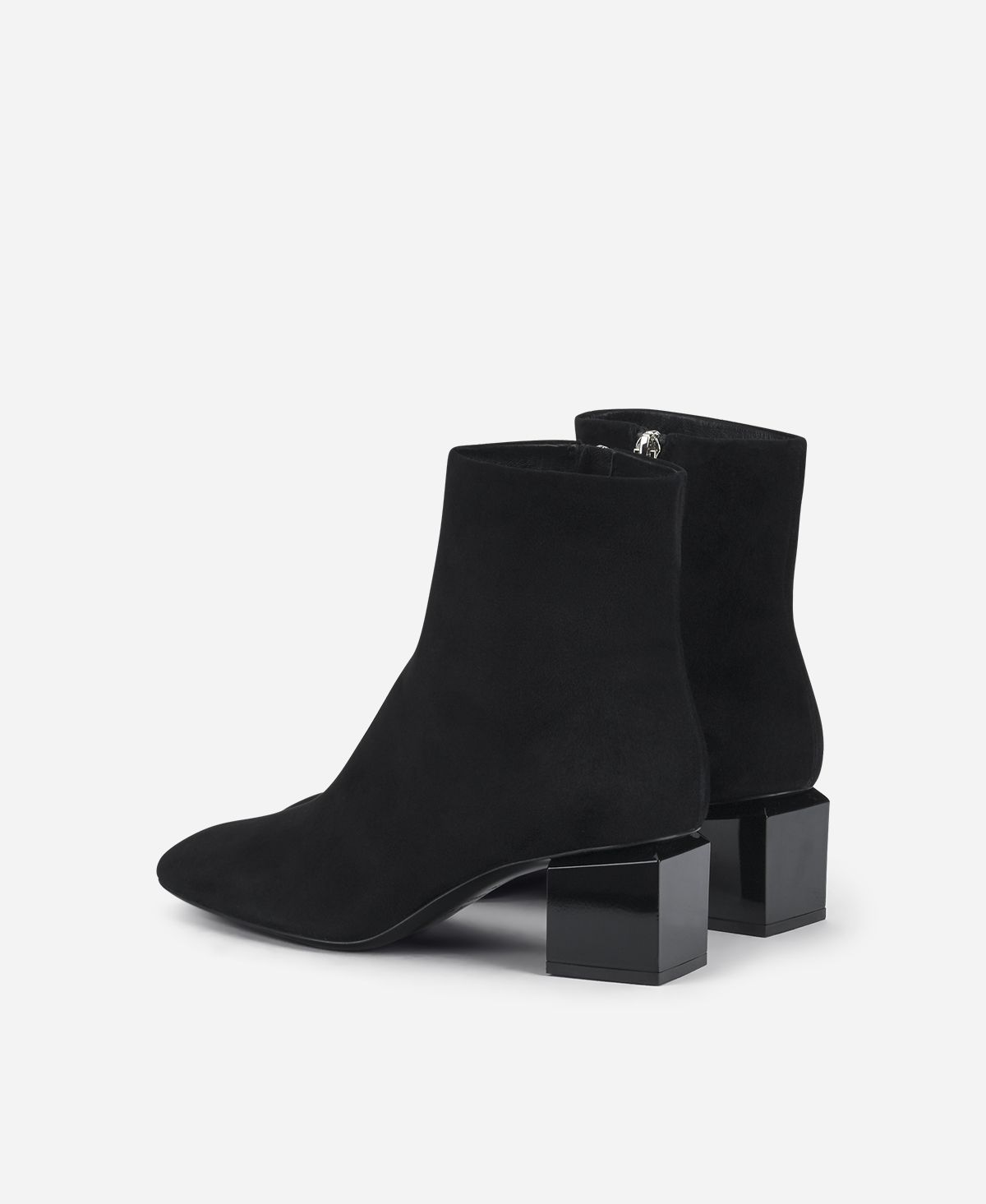 Agl Stivaletto in velour con tacco cubico Nero Angie Pure Spedizione Gratuita