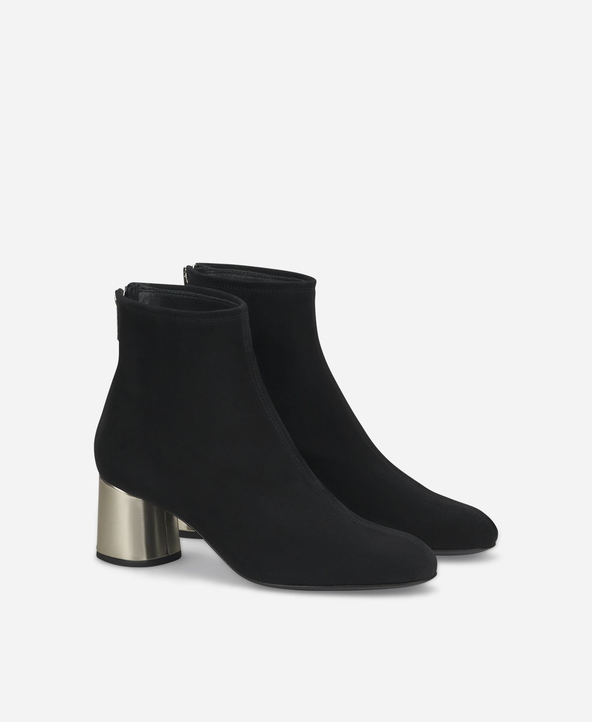 Agl Stivaletto in velour con tacco Nero Veta Precious Qualità Garantita