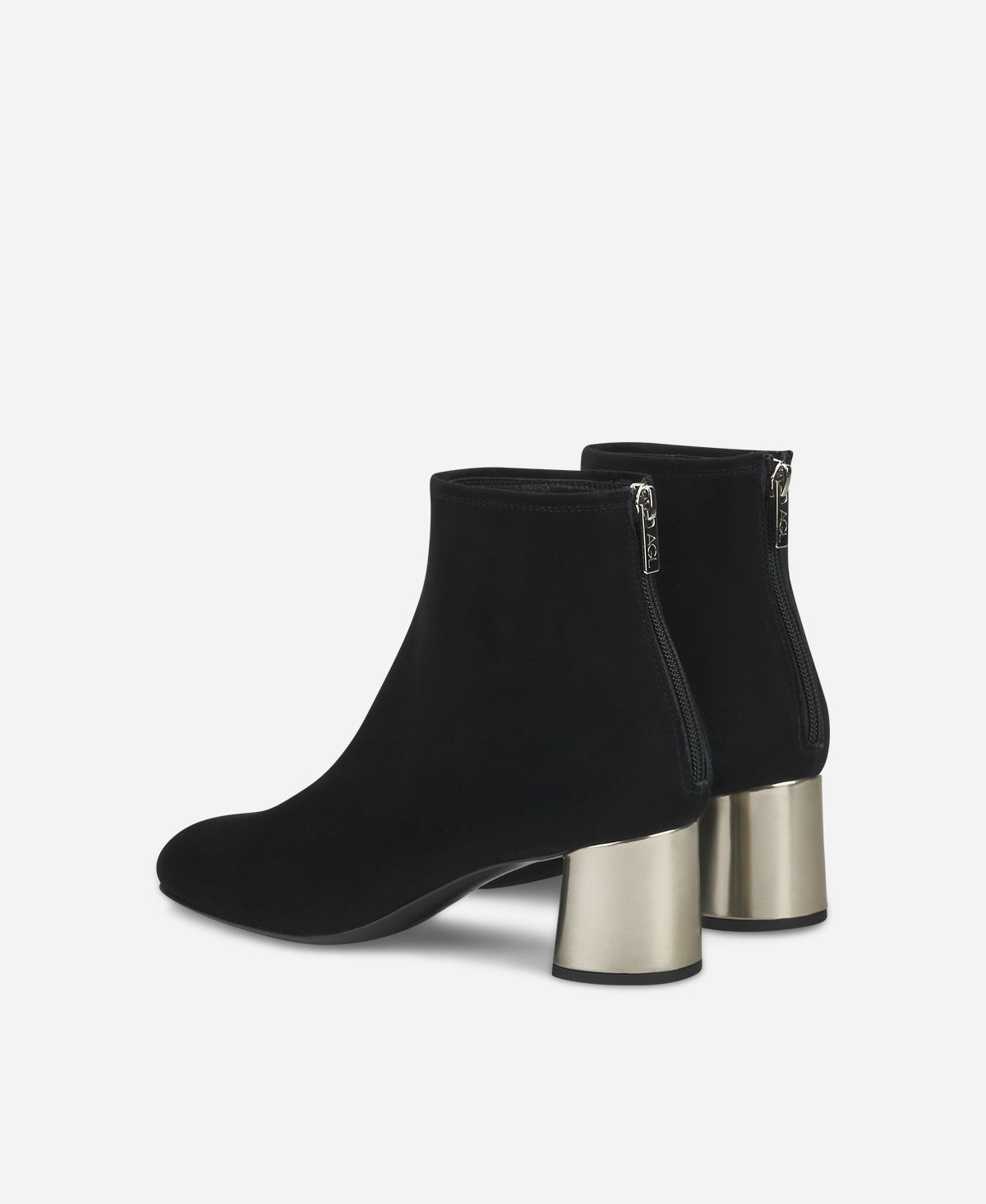 Agl Stivaletto in velour con tacco Nero Veta Precious Qualità Garantita