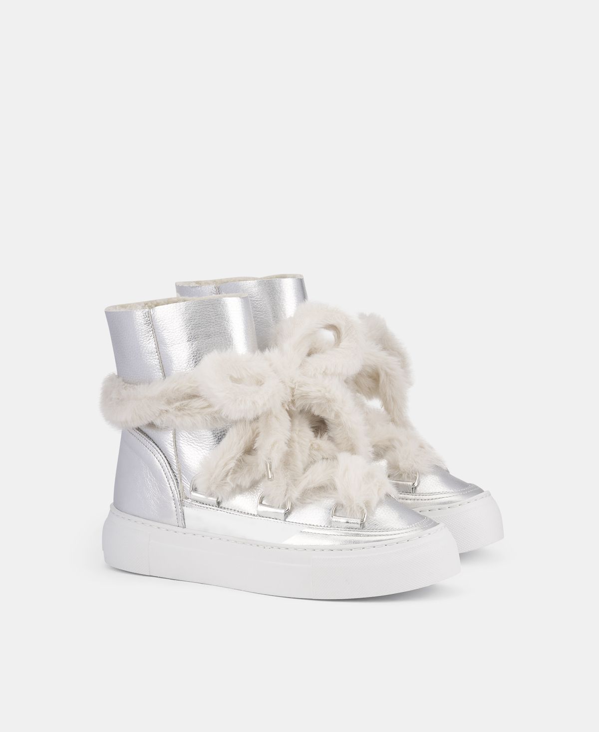 Agl Sneaker stivaletto con pelliccia Argento Kate In Vendita