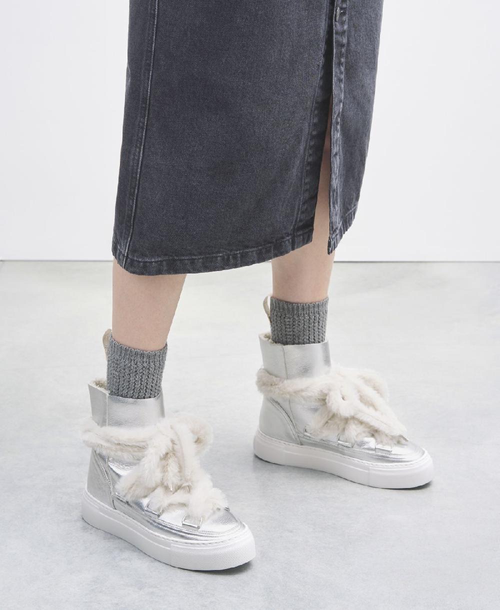 Agl Sneaker stivaletto con pelliccia Argento Kate In Vendita