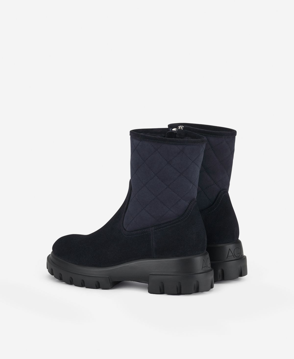 Agl Stivaletto con montone Blu Chunky Matelassé Saldi Di Fabbrica