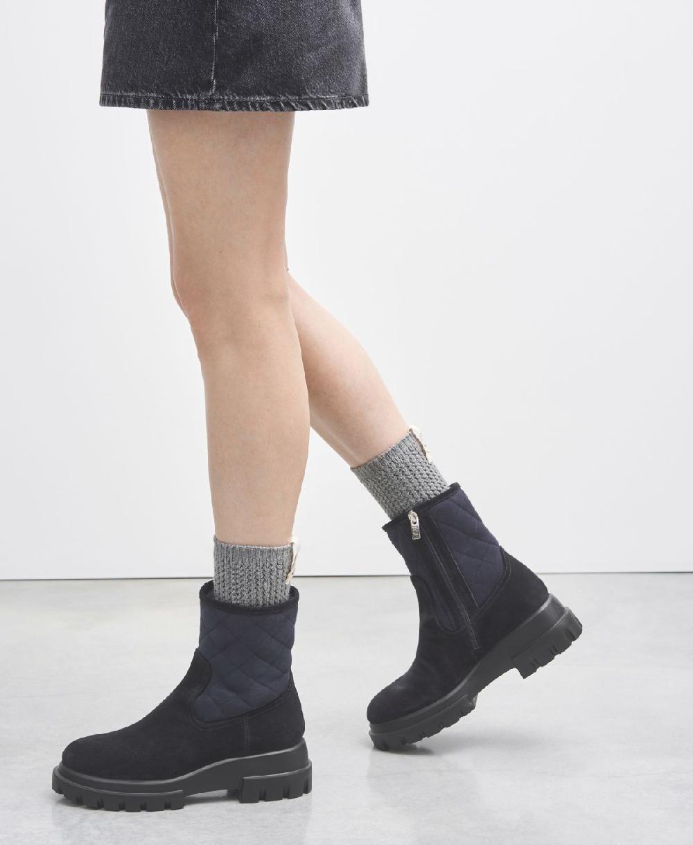 Agl Stivaletto con montone Blu Chunky Matelassé Saldi Di Fabbrica