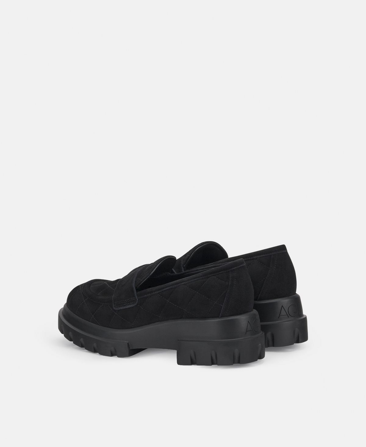 Agl Mocassino in velour Nero Celeste Matelassé Negozio