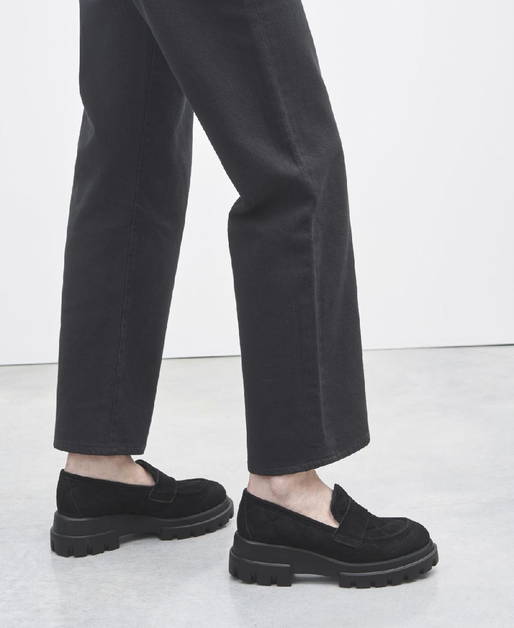 Agl Mocassino in velour Nero Celeste Matelassé Negozio