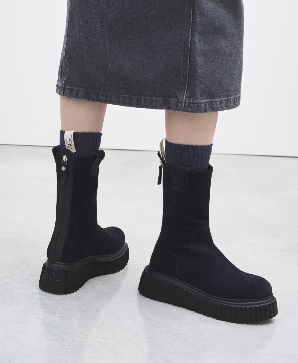 Agl Stivale in velour waterproof Blu Milagros Italia