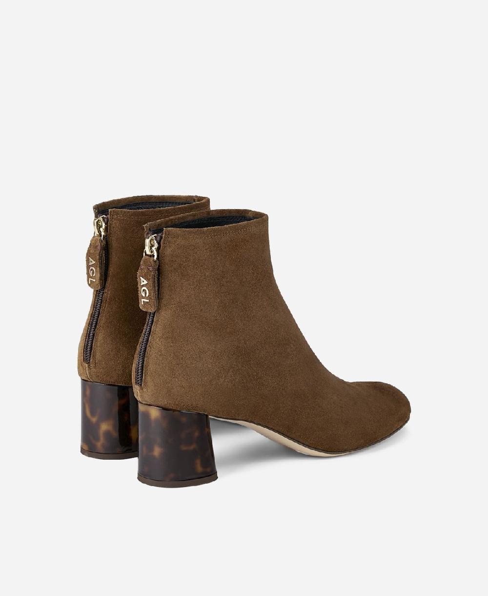 Agl Stivaletto in pelle con tacco Cuoio VETA PRECIOUS Saldi