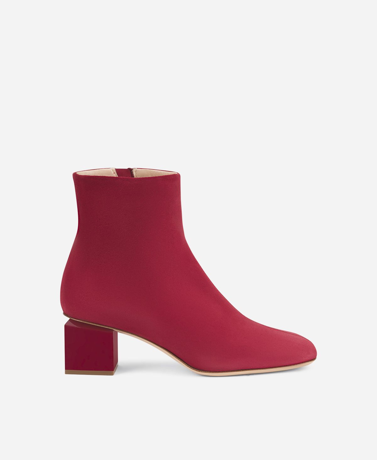 Agl Stivaletto in velour con tacco cubico Rosso Angie Pure Vendita Economica