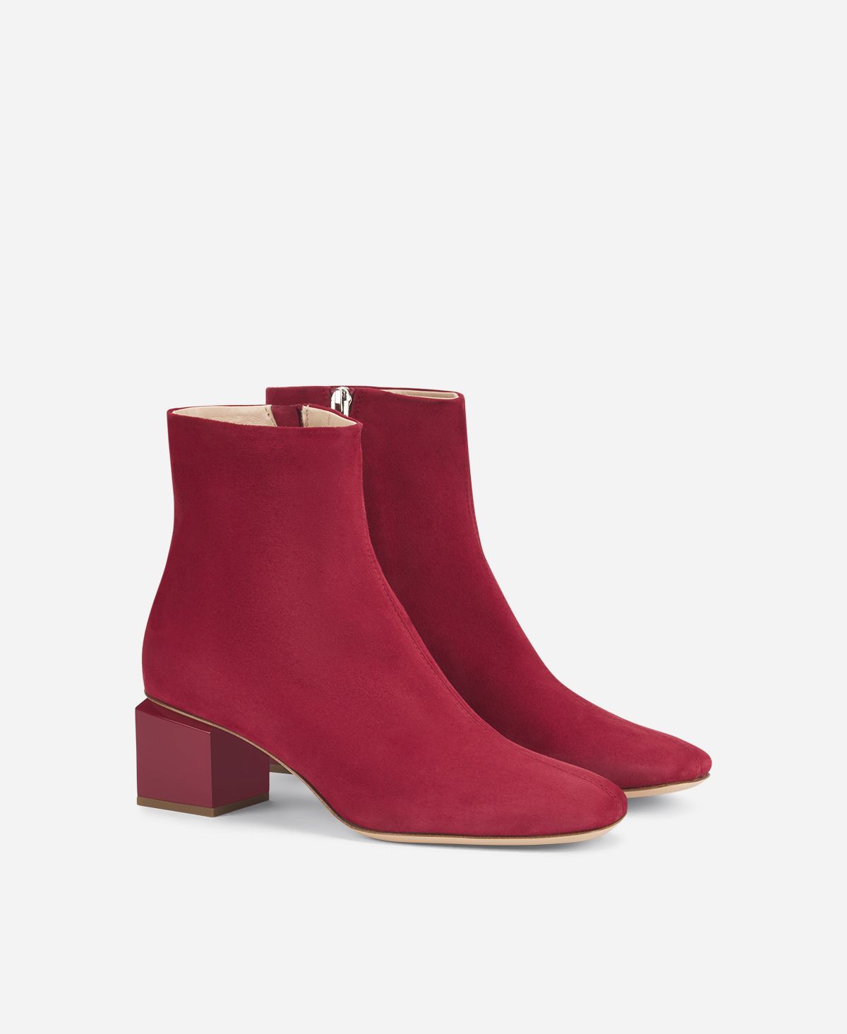 Agl Stivaletto in velour con tacco cubico Rosso Angie Pure Vendita Economica