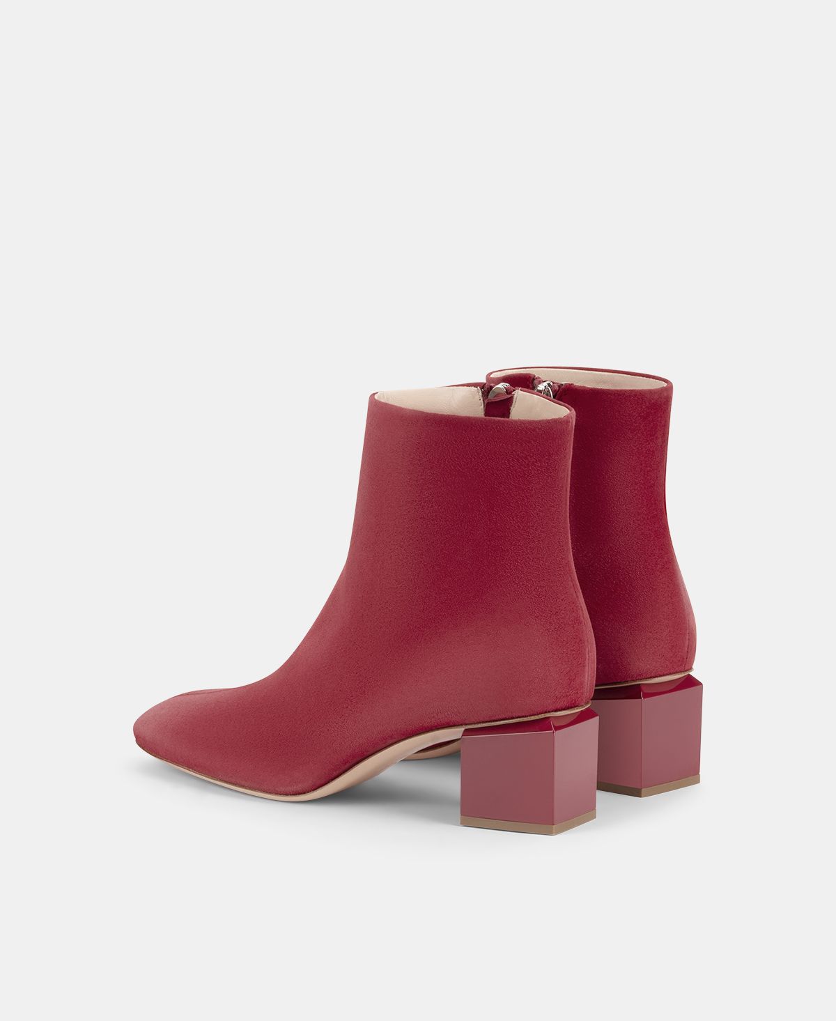 Agl Stivaletto in velour con tacco cubico Rosso Angie Pure Vendita Economica