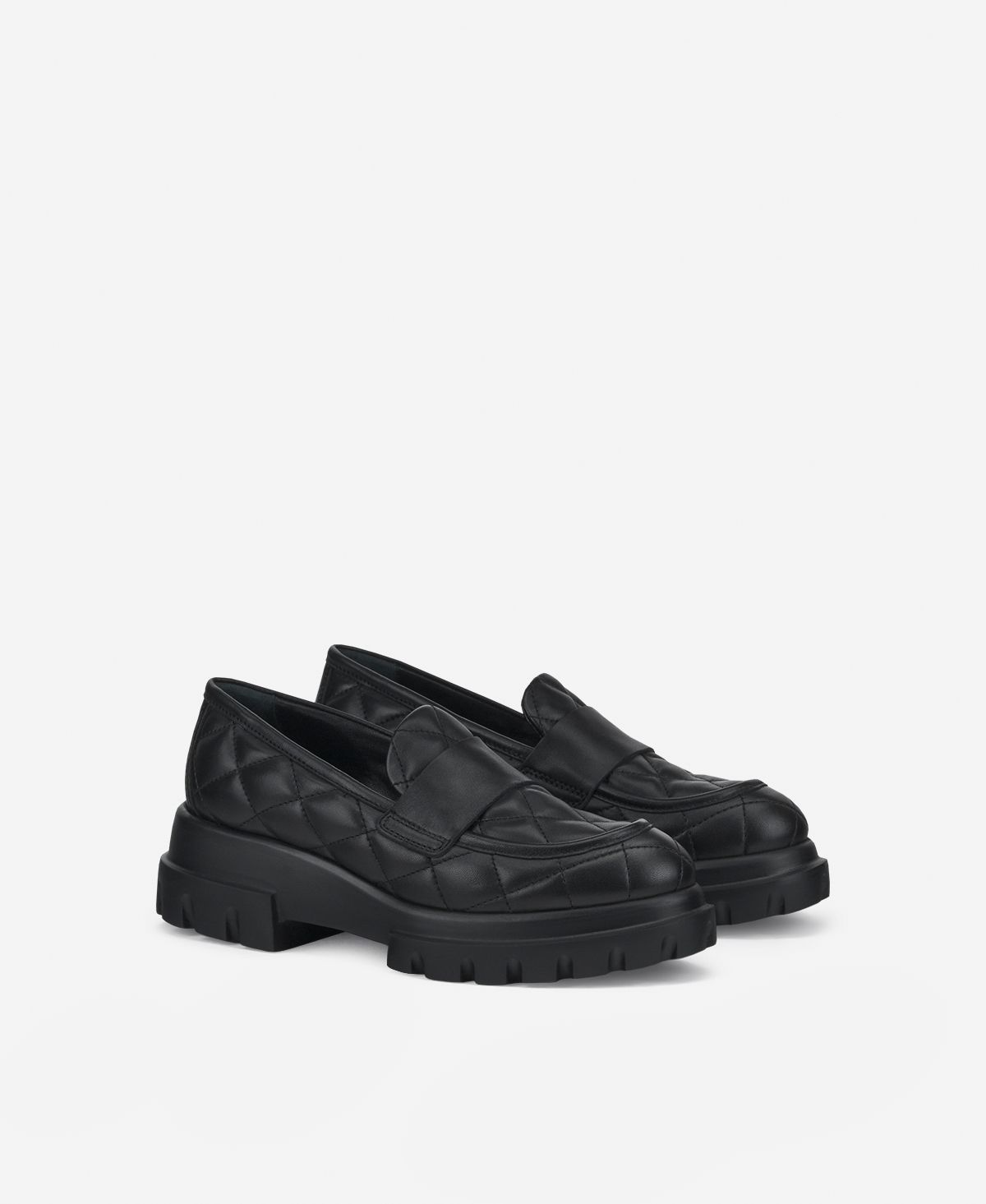 Agl Mocassino in pelle Nero Celeste Matelassé Spedizione Gratuita