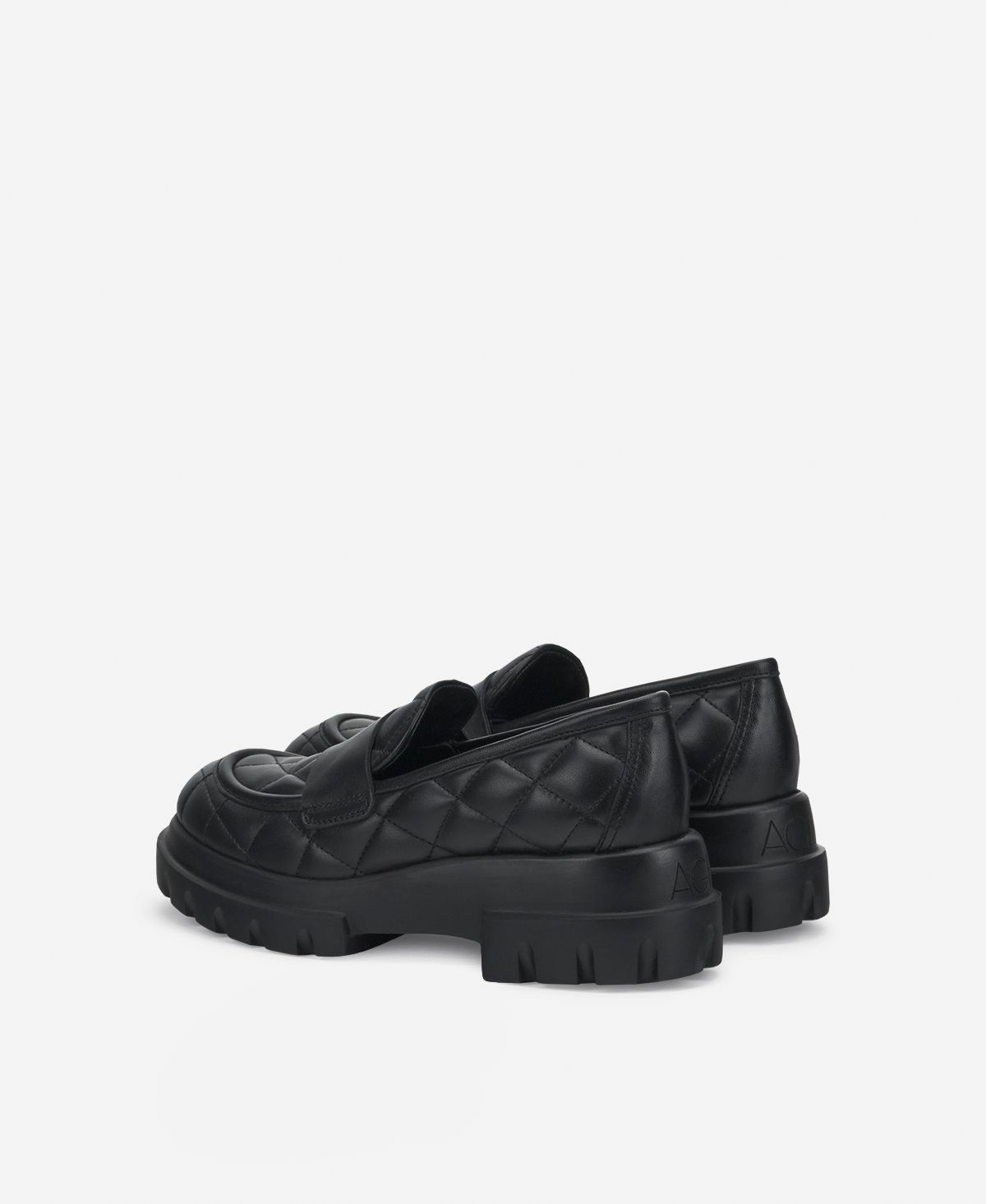 Agl Mocassino in pelle Nero Celeste Matelassé Spedizione Gratuita