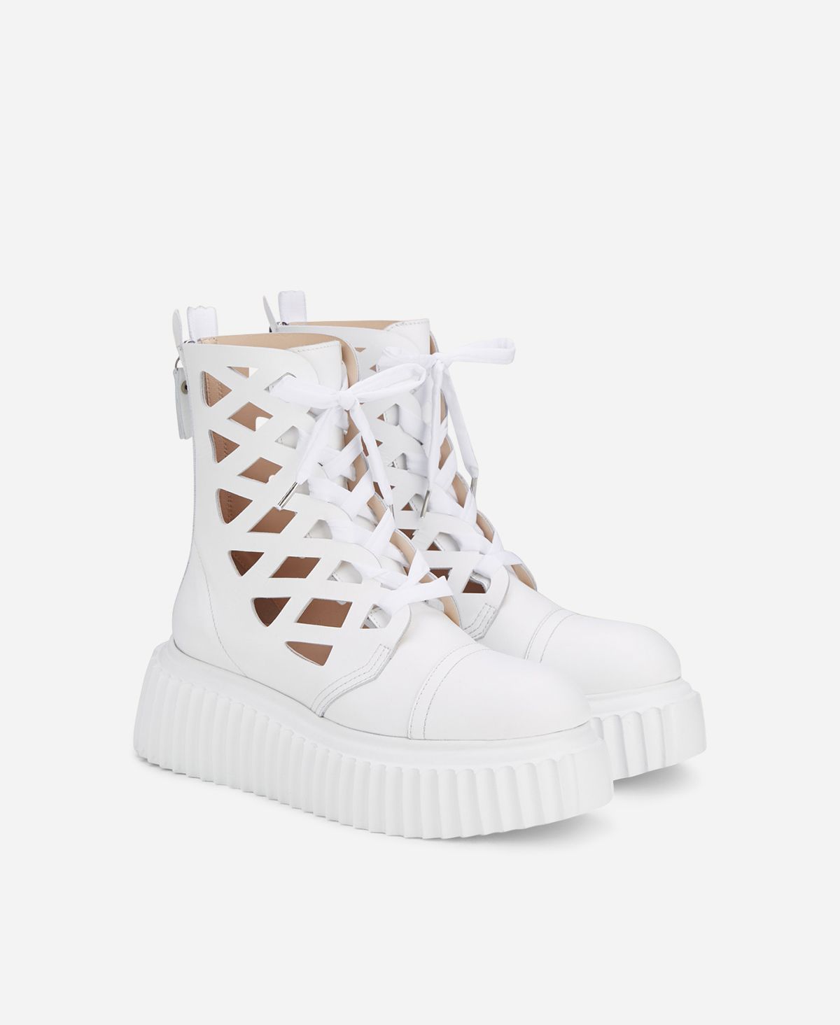 Agl Stivaletto in pelle laserata Bianco Viggy In Linea