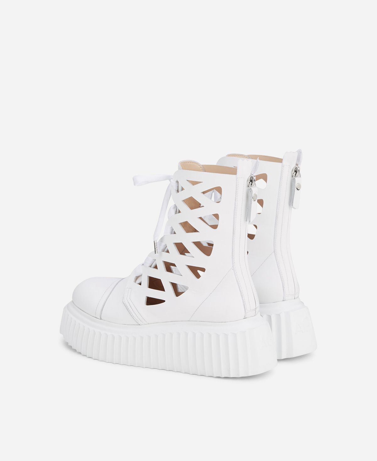 Agl Stivaletto in pelle laserata Bianco Viggy In Linea
