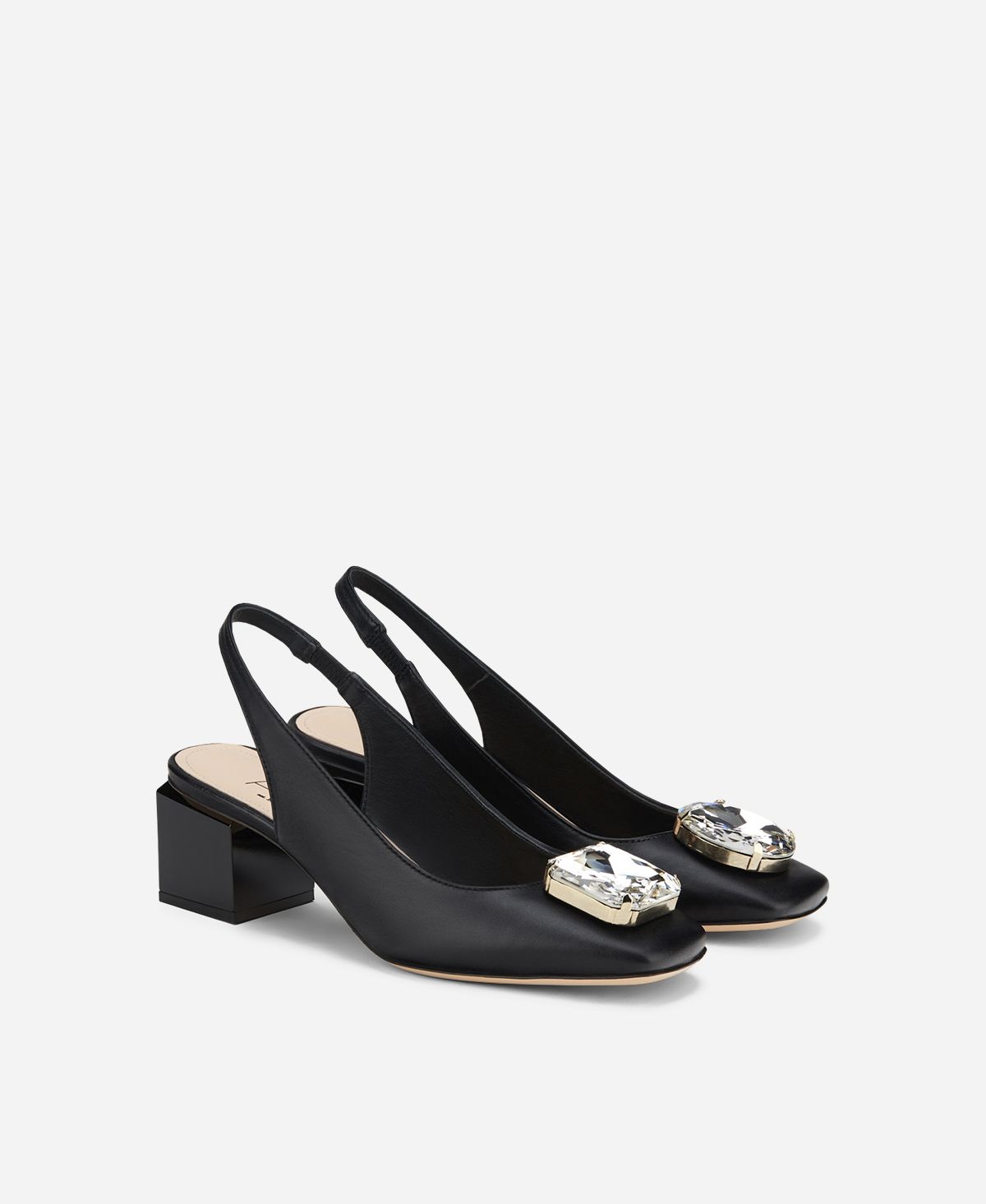 Agl Sling back con tacco a cubo Nero Angie Sb Crystal Offerte
