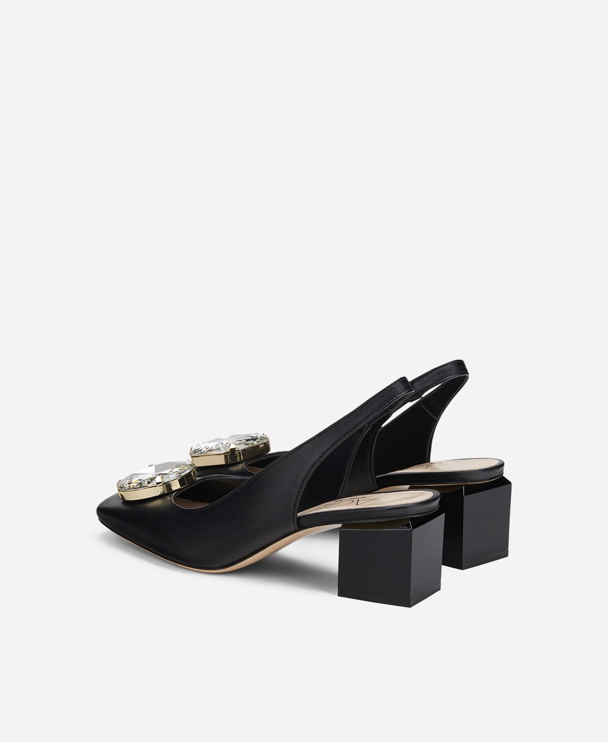 Agl Sling back con tacco a cubo Nero Angie Sb Crystal Offerte