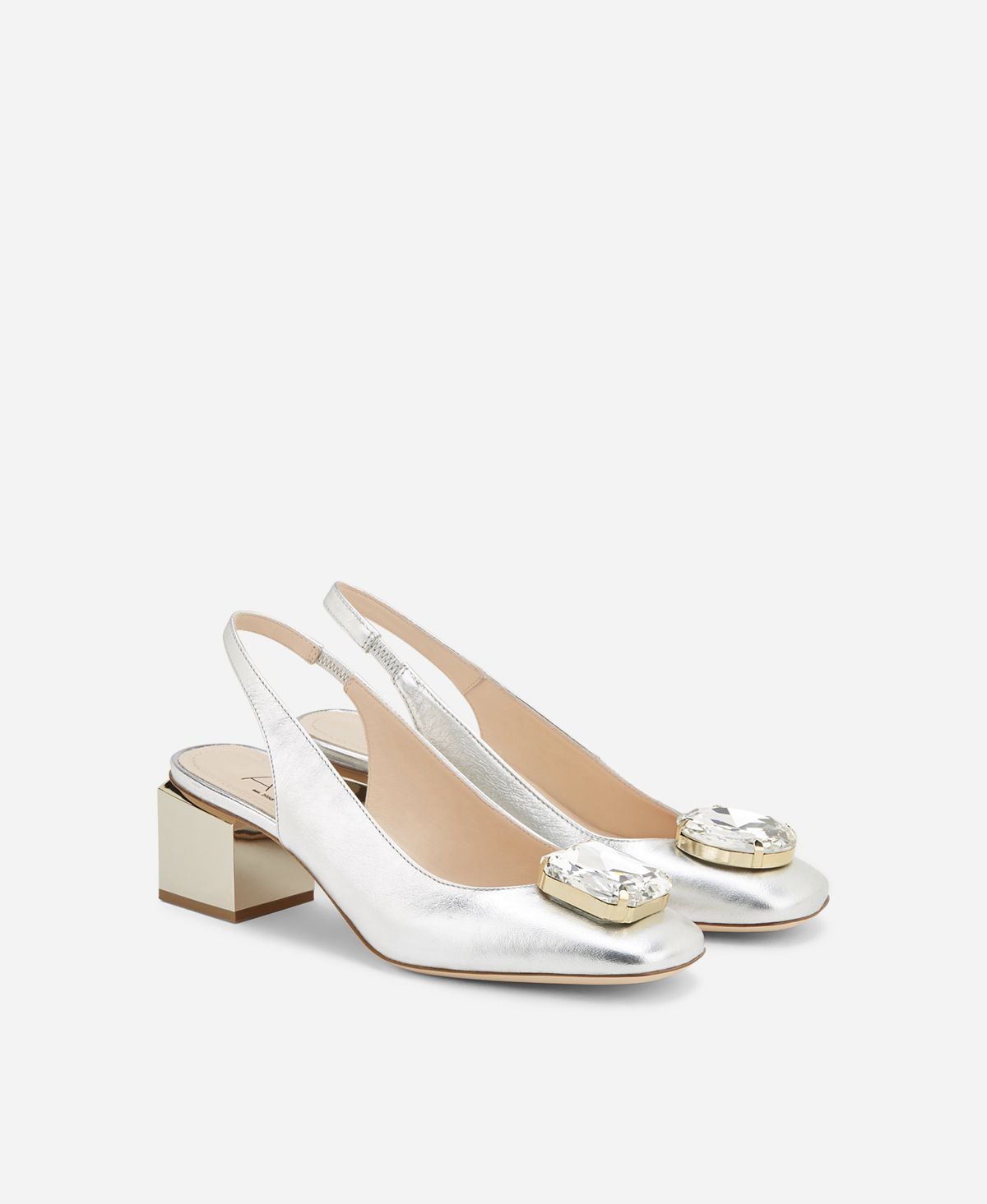 Agl Sling back con tacco a cubo Argento Angie Sb Crystal Hotsell