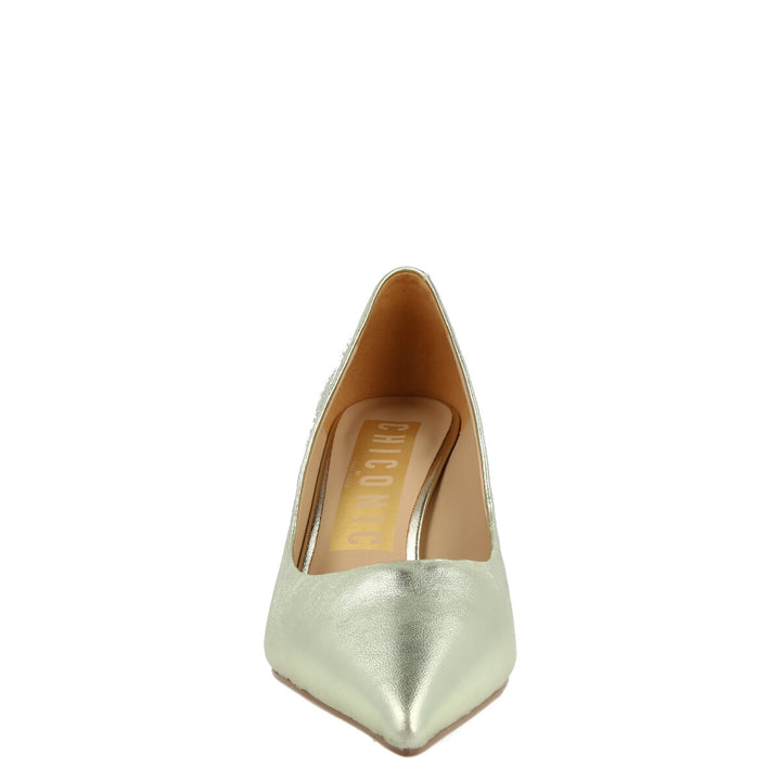 Uma Parker Decolleté in Nappa Metal Platino Vendita calda