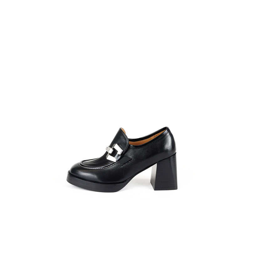Viola Ricci Lya - Mocassino con tacco Nero In Vendita