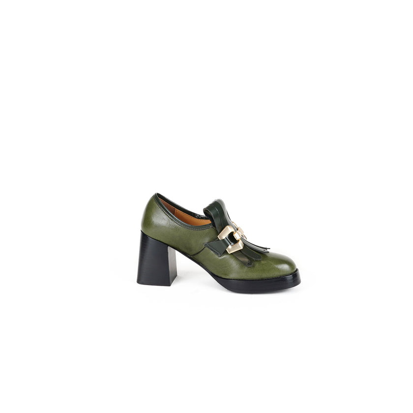 Viola Ricci Lya - Mocassino con tacco Verde Offerte
